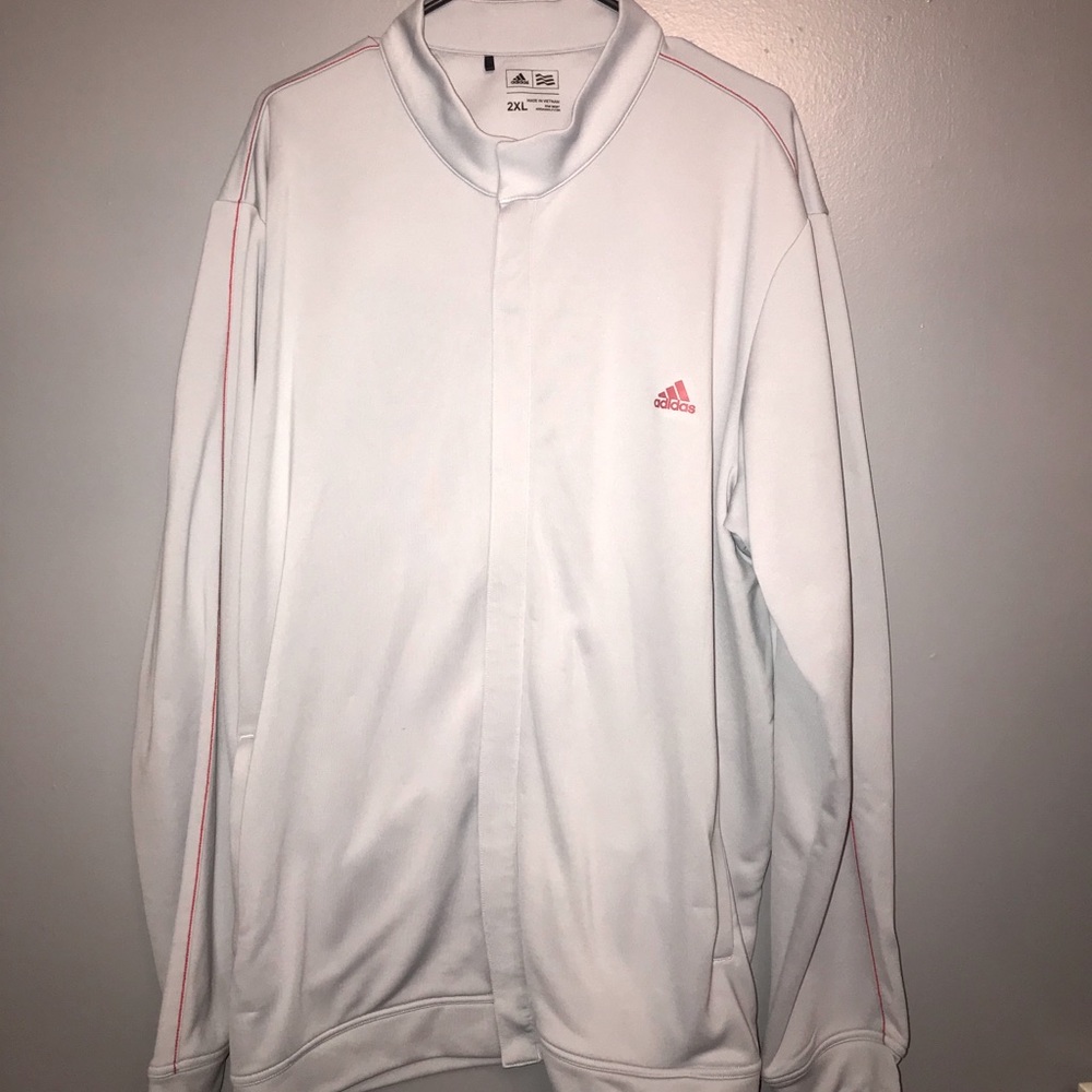 Men’s 2x Gray Adidas Jacket Soft & Thin Light Weight Red Logo - XXL